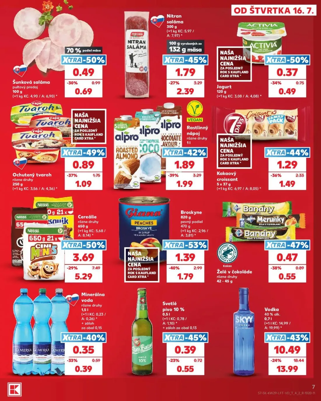 Kaufland leták, strana 7 z 86 — Vodka, Cereálie, Nitran saláma