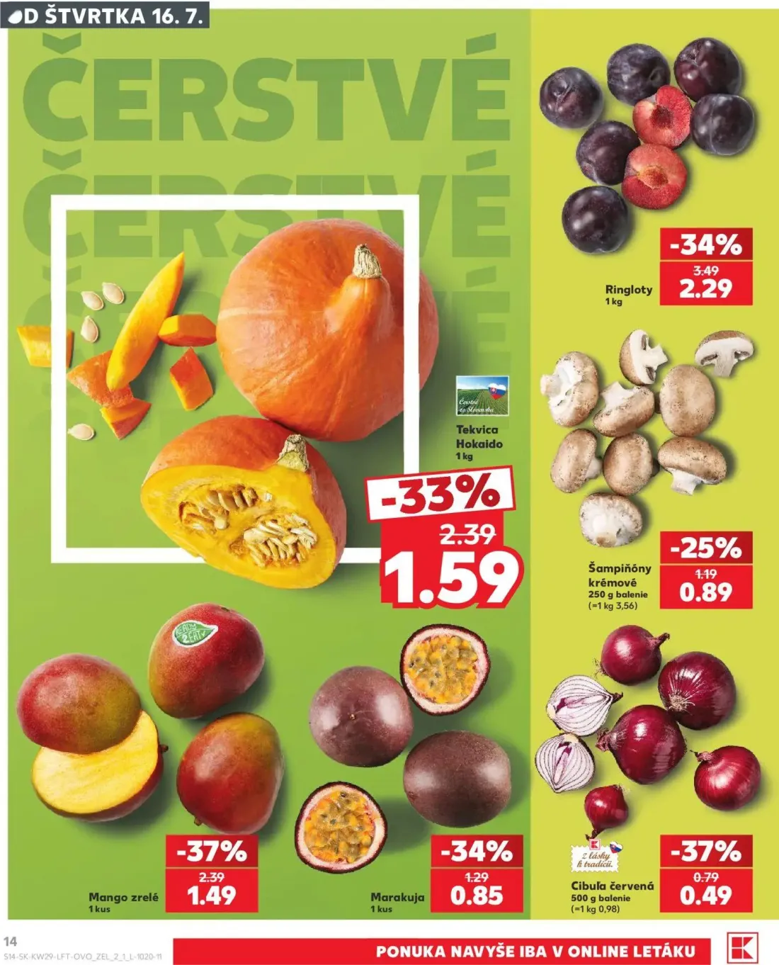 Kaufland leták, strana 14 z 86 — Ringloty, Mango zrelé, Tekvica Hokaido