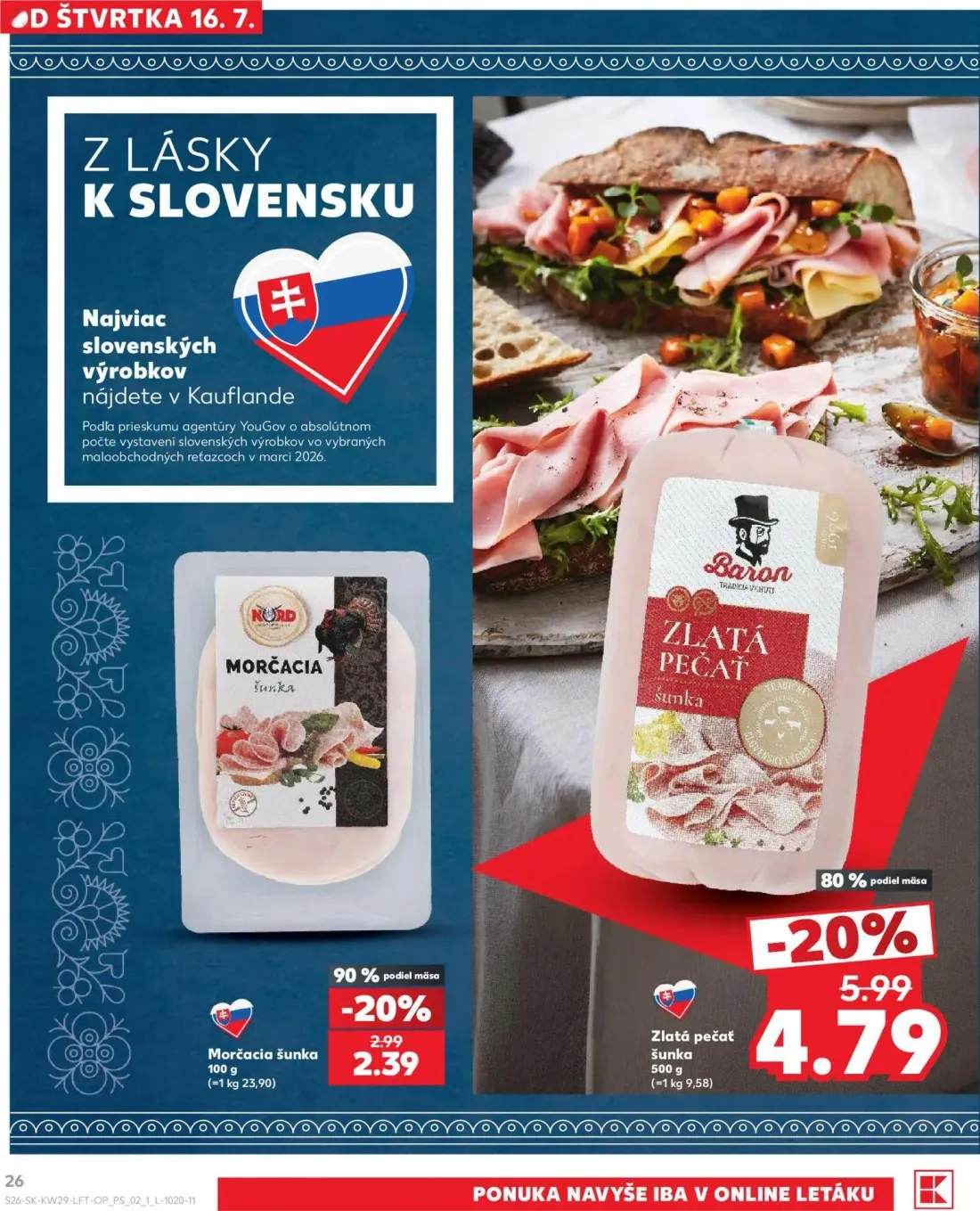 Kaufland leták, strana 26 z 86 — Zlatá pečať šunka, Morčacia šunka