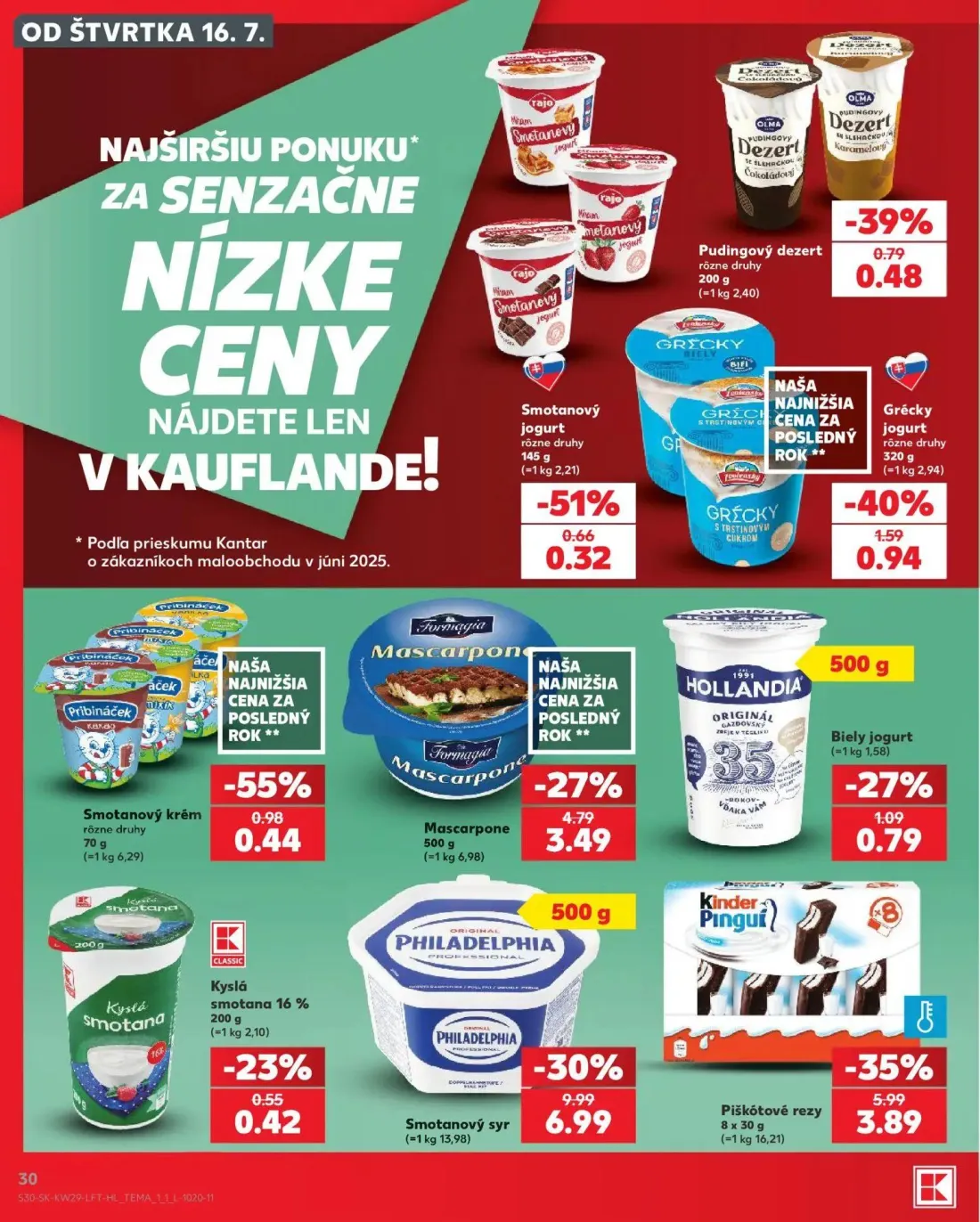 Kaufland leták, strana 30 z 86 — Smotanový syr, Mascarpone, Grécky jogurt