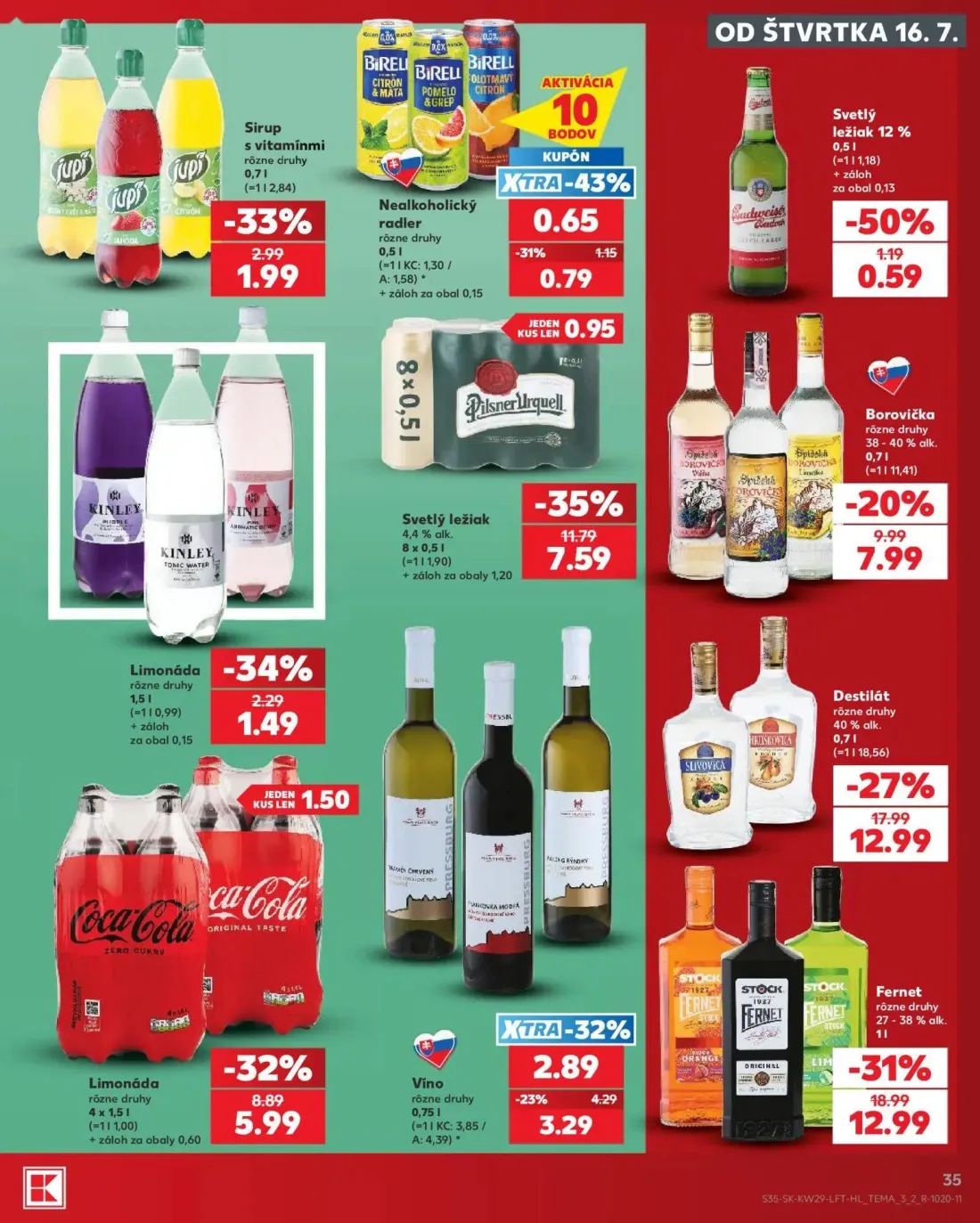 Kaufland leták, strana 35 z 86 — Fernet, Destilát, Limonáda