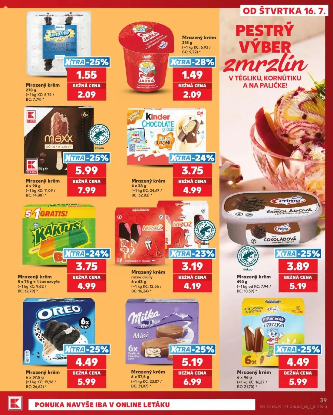 Kaufland leták, strana 39 z 86 — Mrazený krém maxx, Mrazený krém Milka Mini, Mrazený krém OREO