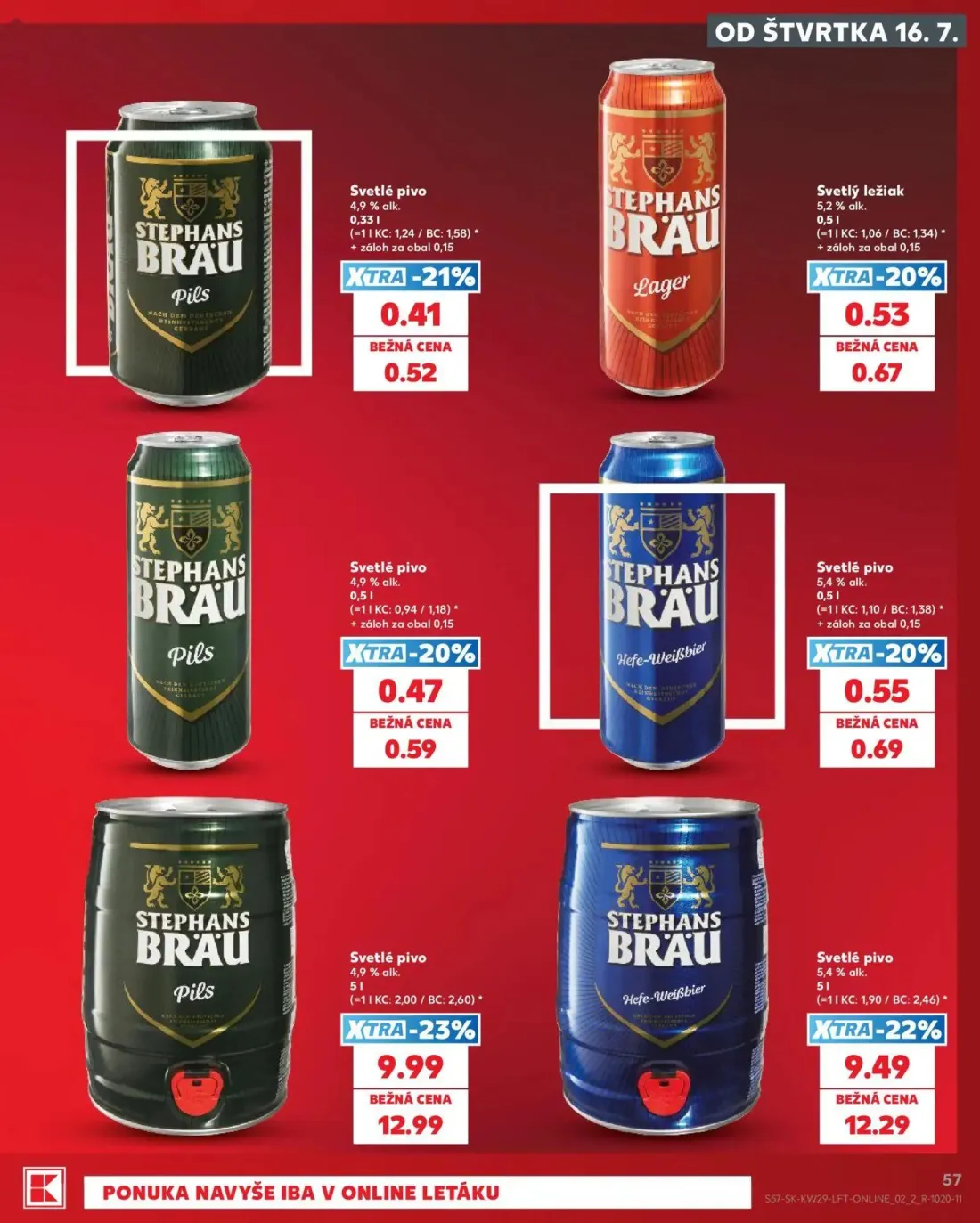 Kaufland leták, strana 57 z 86 — STEPHANS BRÄU Pils, STEPHANS BRÄU Hefe-Weißbier, STEPHANS BRÄU Lager