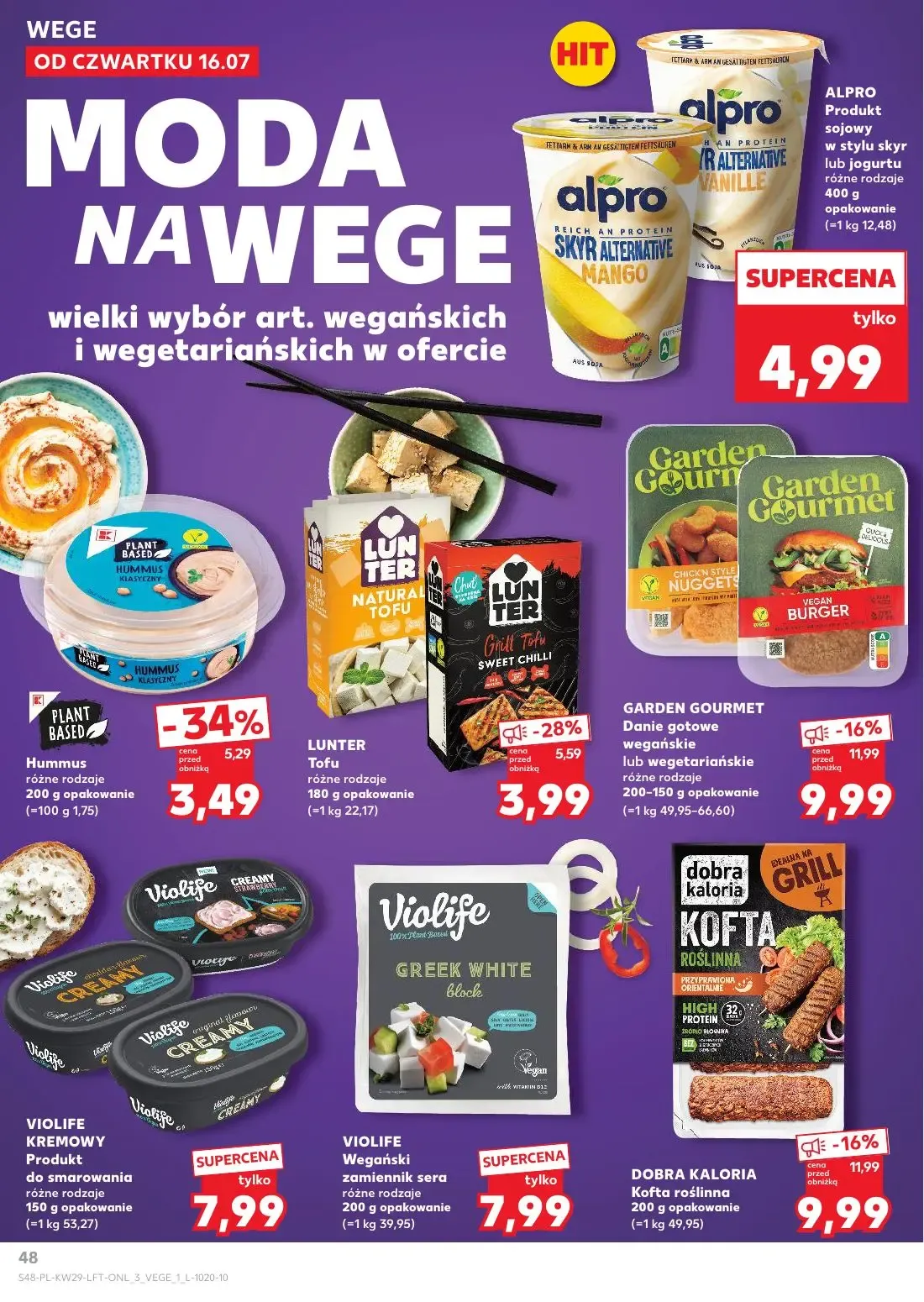 Kaufland gazetka, strona 48 z 70 — GARDEN GOURMET Danie gotowe wegańskie lub wegetariańskie, DOBRA KALORIA Kofta roślinna, H…