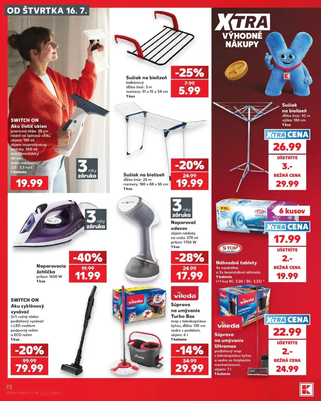 Kaufland leták, strana 72 z 86 — SWITCH ON Aku cyklónový vysávač, Naparovacia žehlička, Naparovač odevov