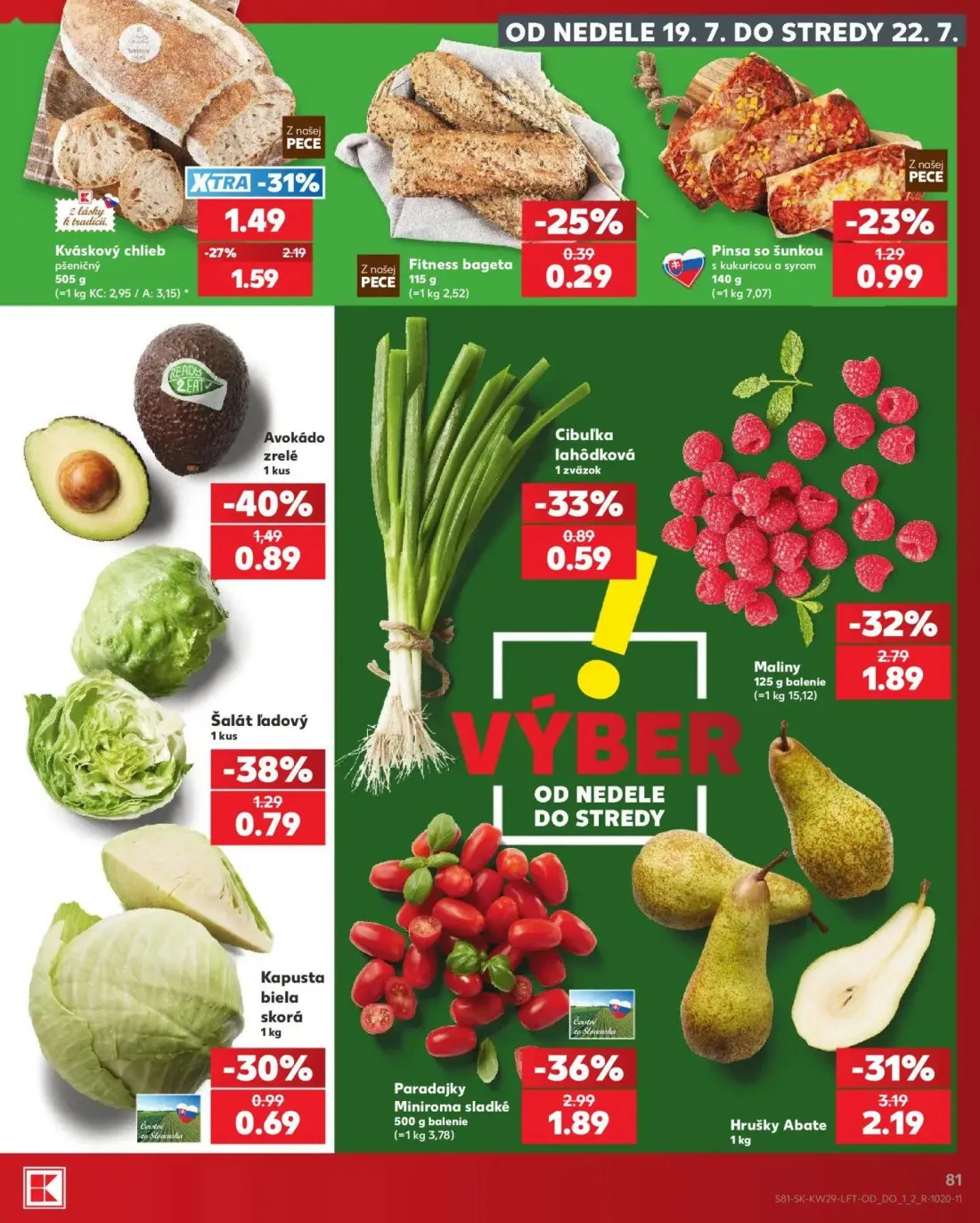 Kaufland leták, strana 81 z 86 — Paradajky Miniroma sladké, Hrušky Abate, Maliny