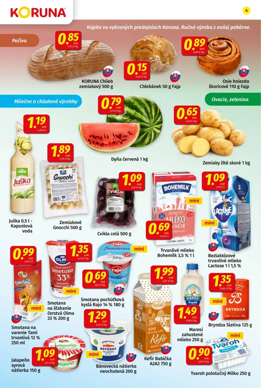 Koruna leták, strana 4 z 24 — KORUNA Chlieb zemiakový, Chlebánek, Osie hniezdo škoricové