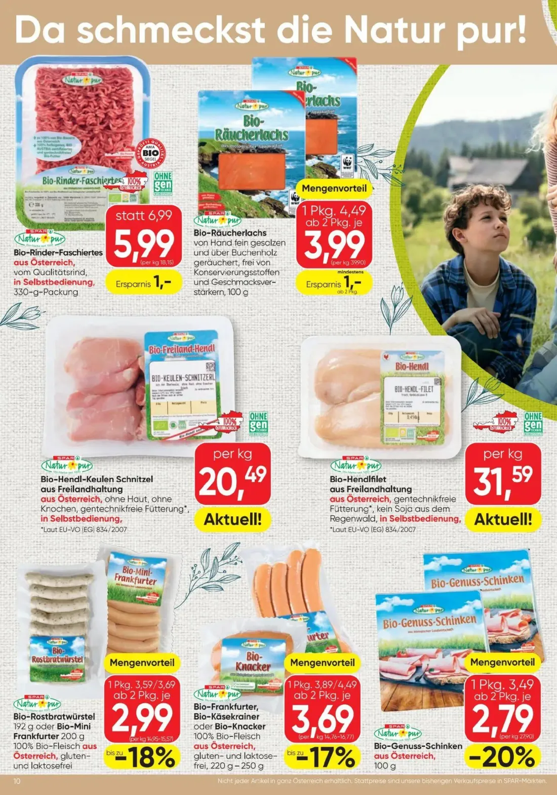 Spar Prospekt, Seite 10 von 20 — Bio-Rinder-Faschiertes, Bio-Knacker, Bio-Mini Frankfurter