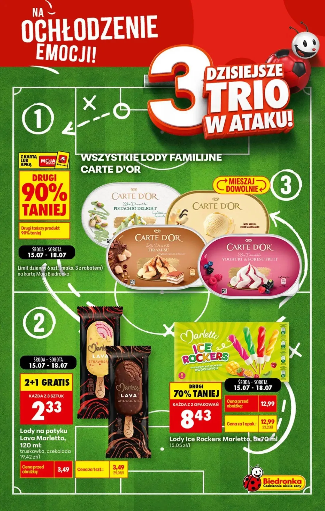 Biedronka gazetka, strona 3 z 5 — Lody Ice Rockers Marletto, Lody na patyku Lava Marletto, truskawka, czekolada