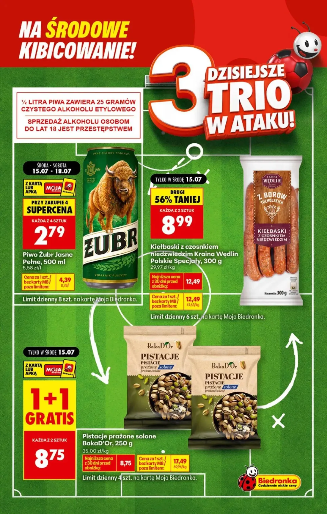 Biedronka gazetka, strona 4 z 5 — Pistacje prażone solone BakaD'Or, Kiełbaski z czosnkiem niedźwiedzim Kraina Wędlin Polskie…
