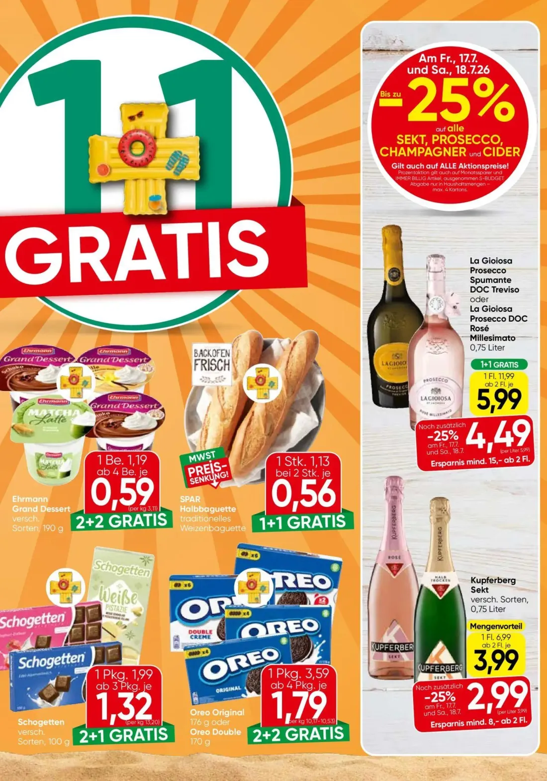 Eurospar Prospekt, Seite 9 von 16 — La Gioiosa Prosecco Spumante DOC Treviso, Kupferberg Sekt, Oreo Original