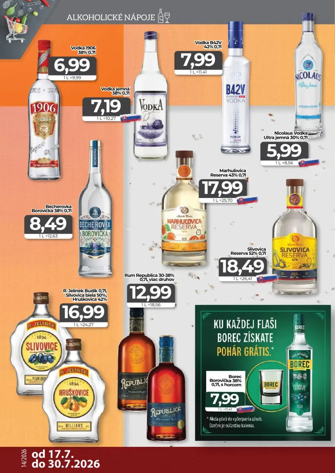 Cba Komfos leták, strana 14 z 16 — Vodka 1906, Vodka jemná, Vodka B42V