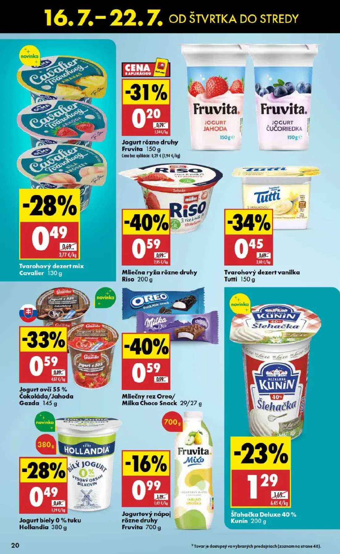 Biedronka leták, strana 20 z 48 — Mliečna ryža rôzne druhy Riso, Mliečny rez Oreo/Milka Choco Snack, Šľahačka Deluxe 40% Kun…