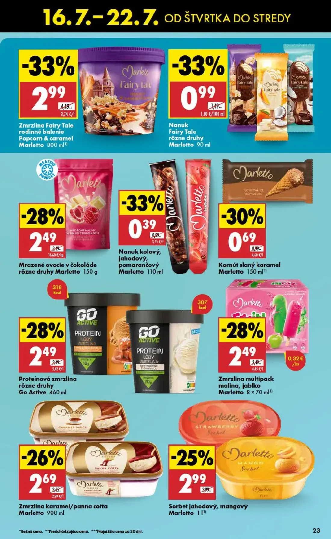 Biedronka leták, strana 23 z 48 — Zmrzlina Fairy Tale rodinné balenie Popcorn & caramel Marletto, Proteínová zmrzlina rôzne …