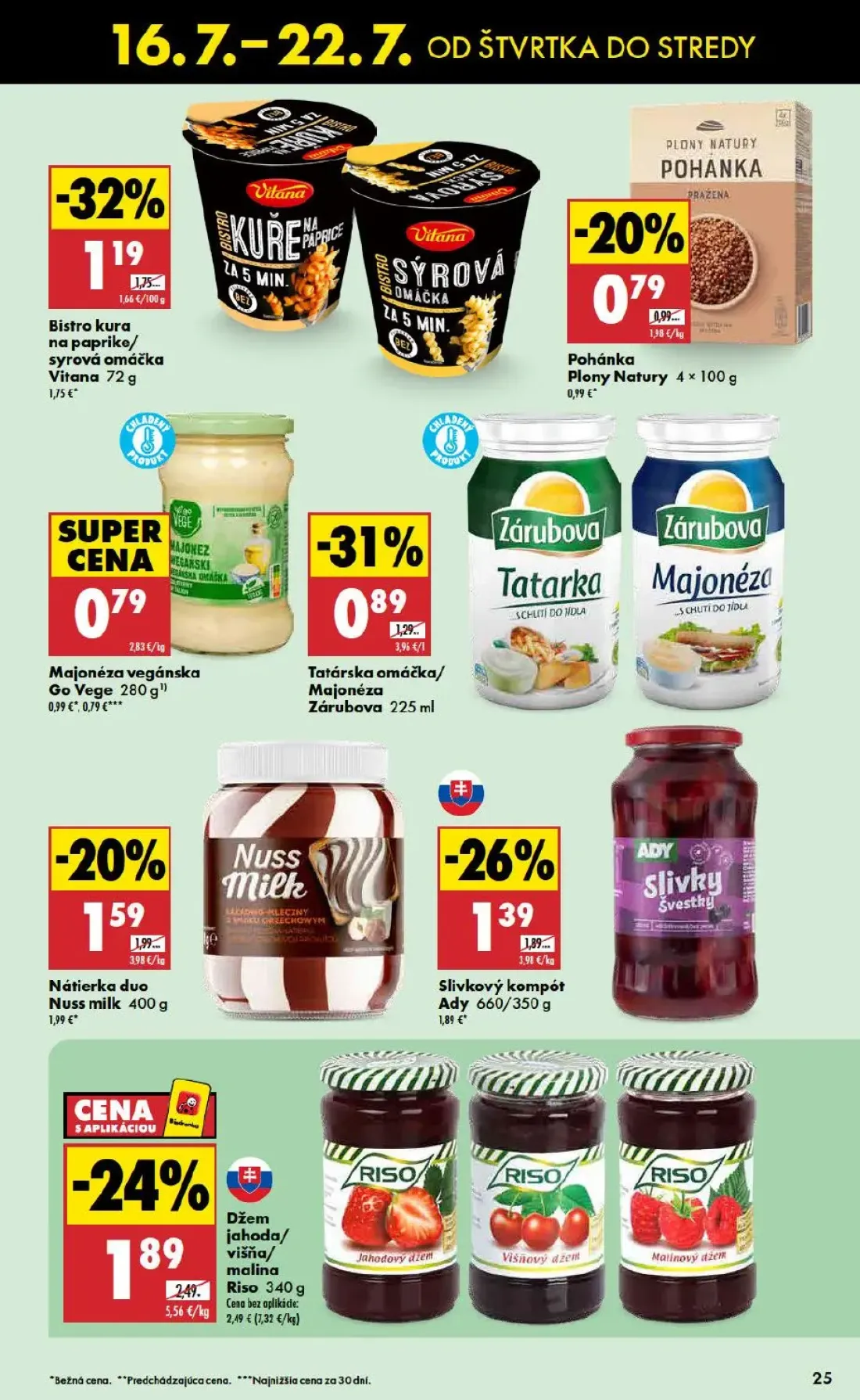 Biedronka leták, strana 25 z 48 — Džem jahoda/višňa/malina Riso, Bistro kura na paprike/syrová omáčka Vitana, Slivkový kompó…