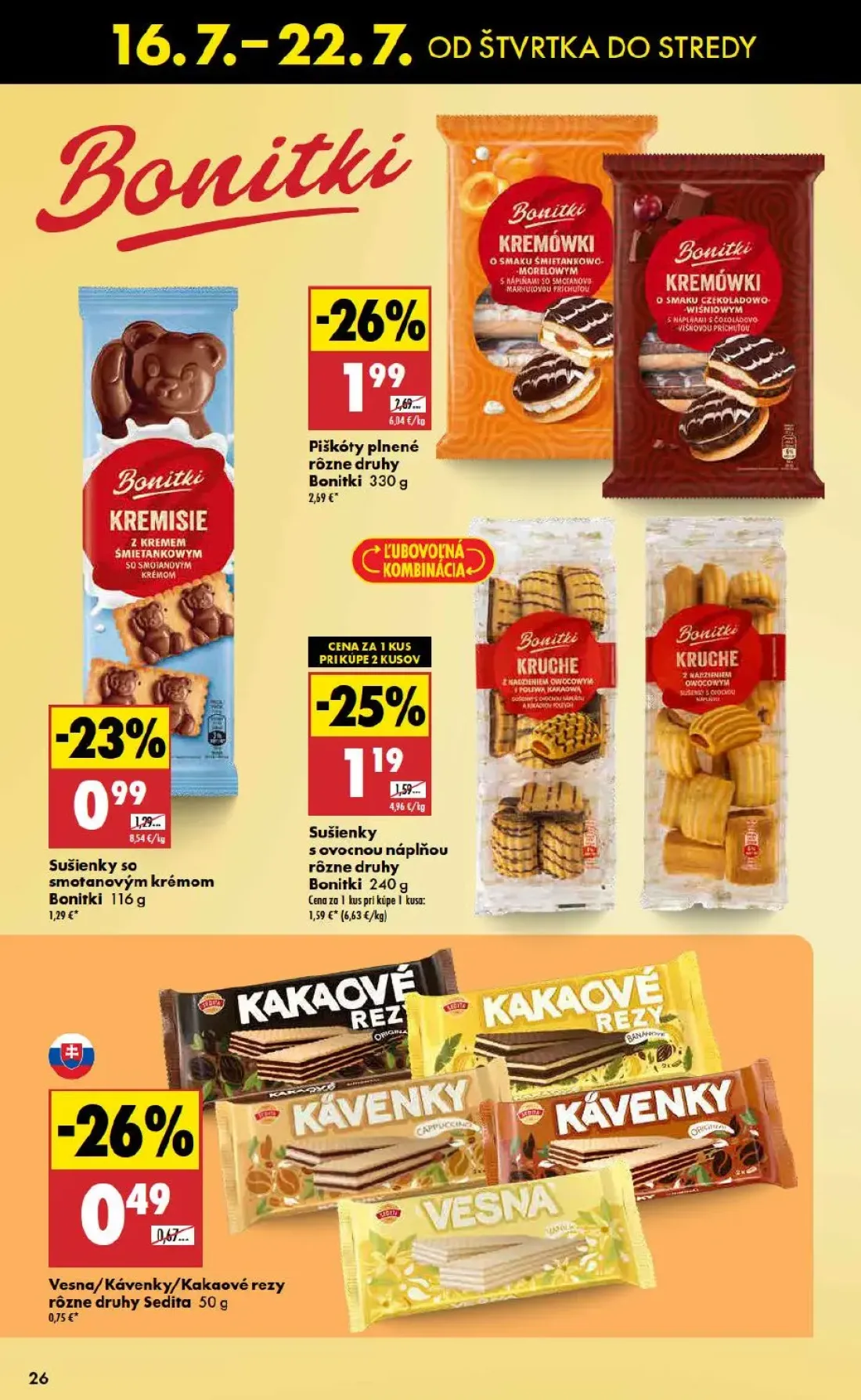 Biedronka leták, strana 26 z 48 — Piškóty plnené rôzne druhy Bonitki, Sušienky s ovocnou náplňou rôzne druhy Bonitki, Sušien…