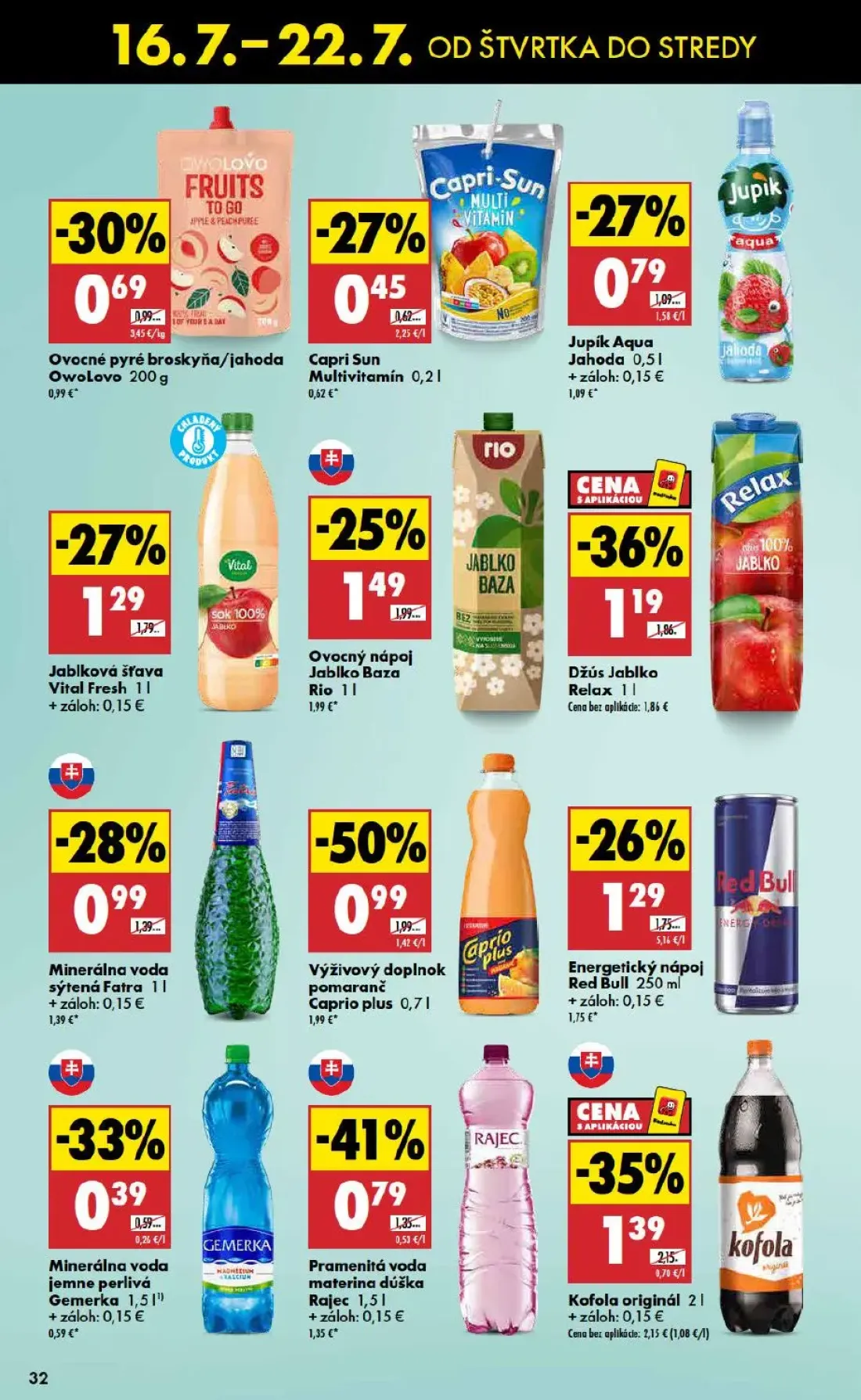 Biedronka leták, strana 32 z 48 — Výživový doplnok pomaranč Caprio plus, Kofola originál, Džús Jablko Relax
