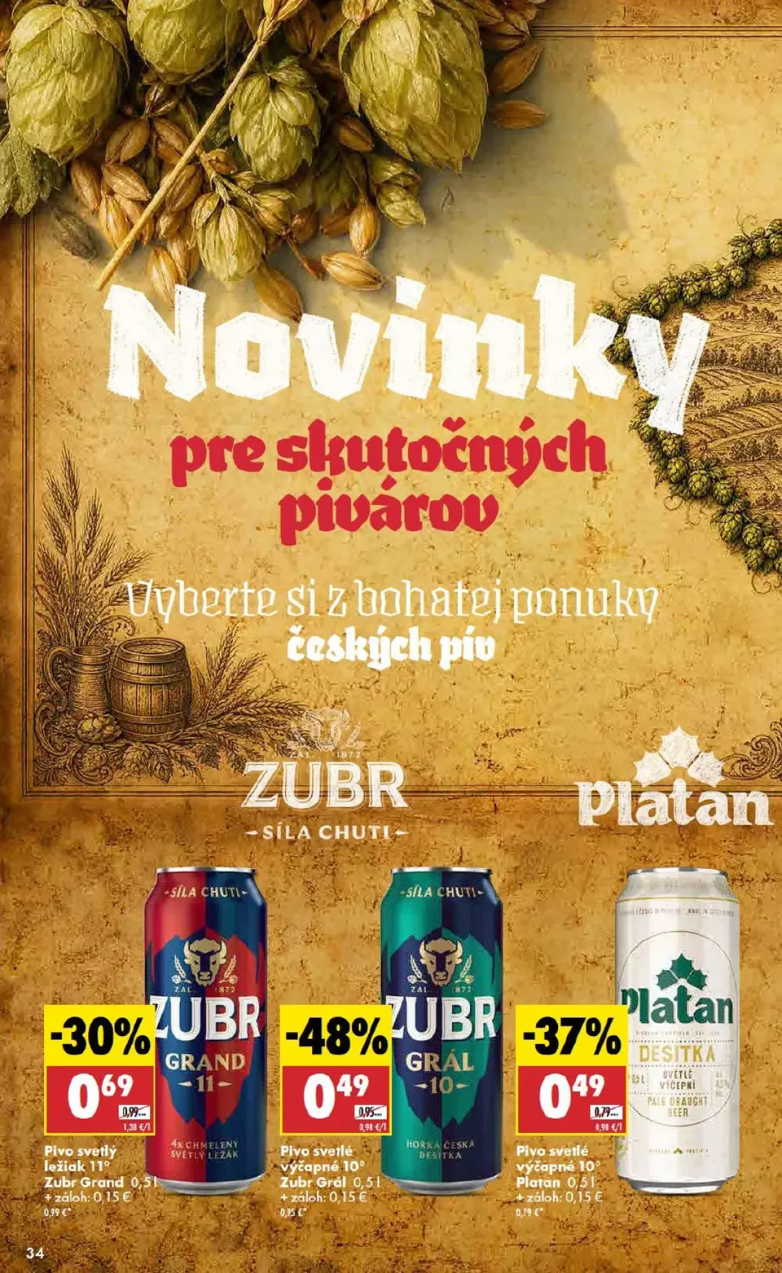 Biedronka leták, strana 34 z 48 — Zubr Grál, Zubr Grand, Platan Desitka