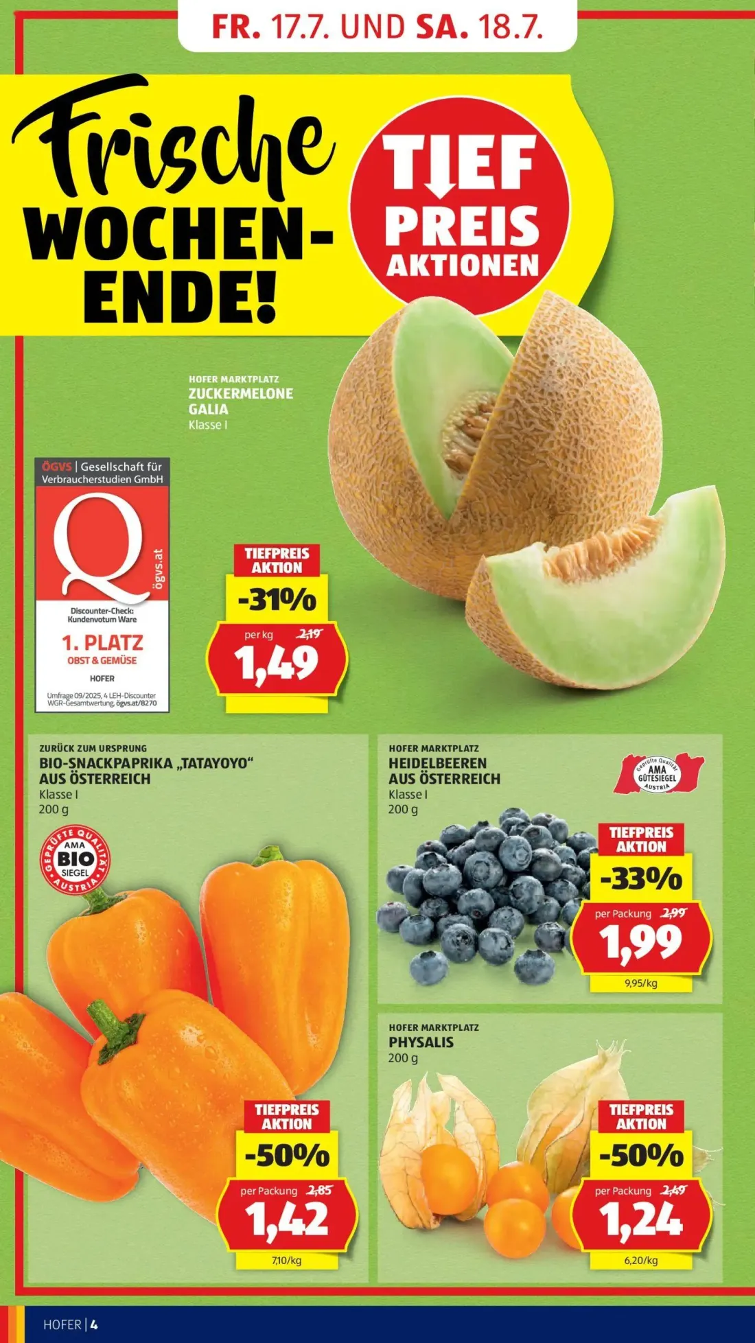 Hofer Prospekt, Seite 8 von 46 — HEIDELBEEREN, ZUCKERMELONE GALIA