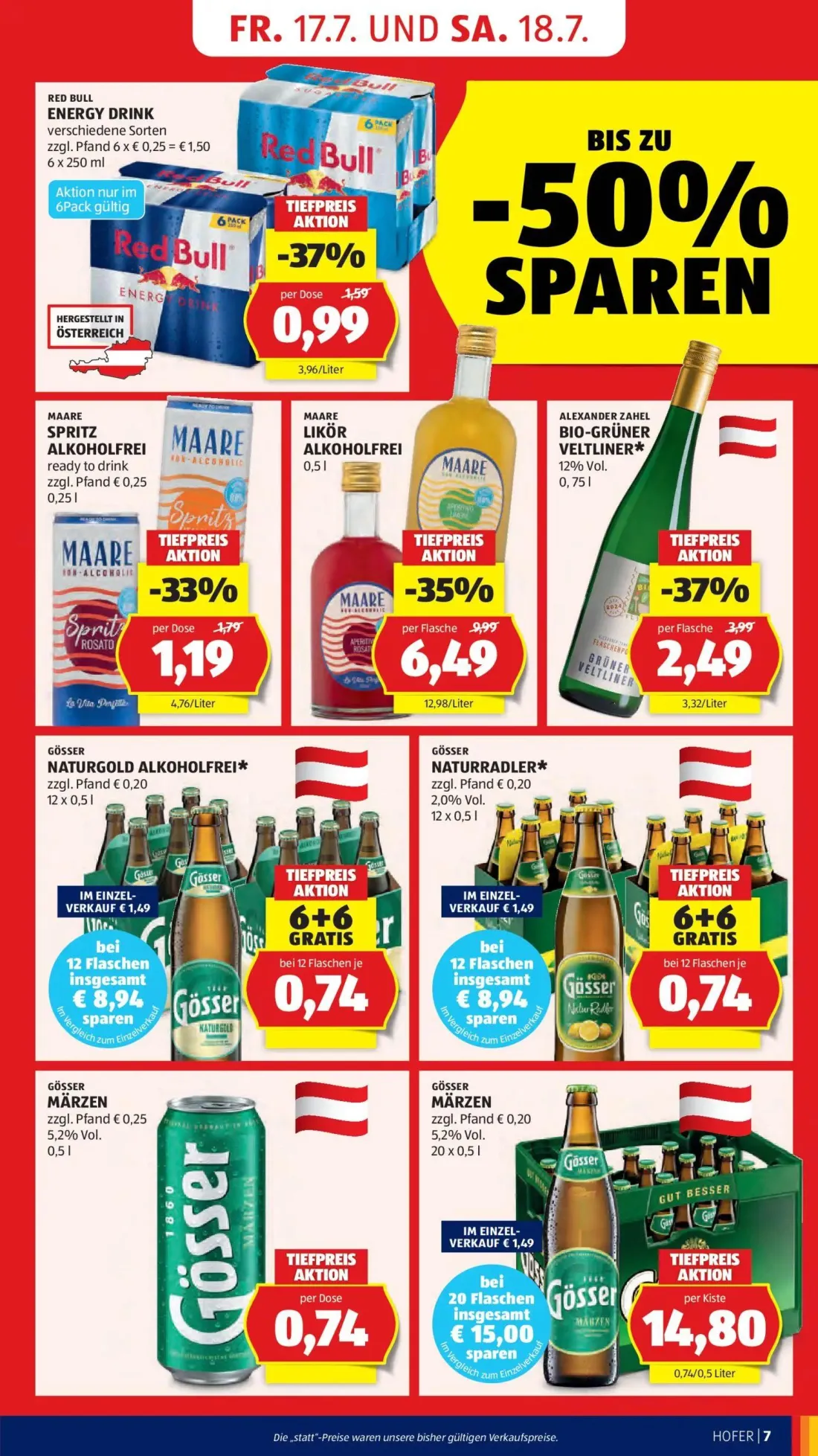 Hofer Prospekt, Seite 11 von 46 — GÖSSER NATURGOLD ALKOHOLFREI*, GÖSSER NATURRADLER*, GÖSSER MÄRZEN