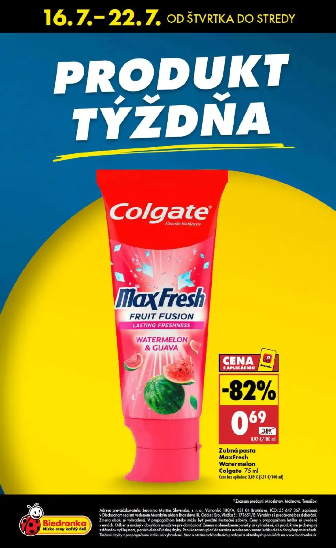 Biedronka leták, strana 48 z 48 — Zubná pasta MaxFresh Watermelon Colgate