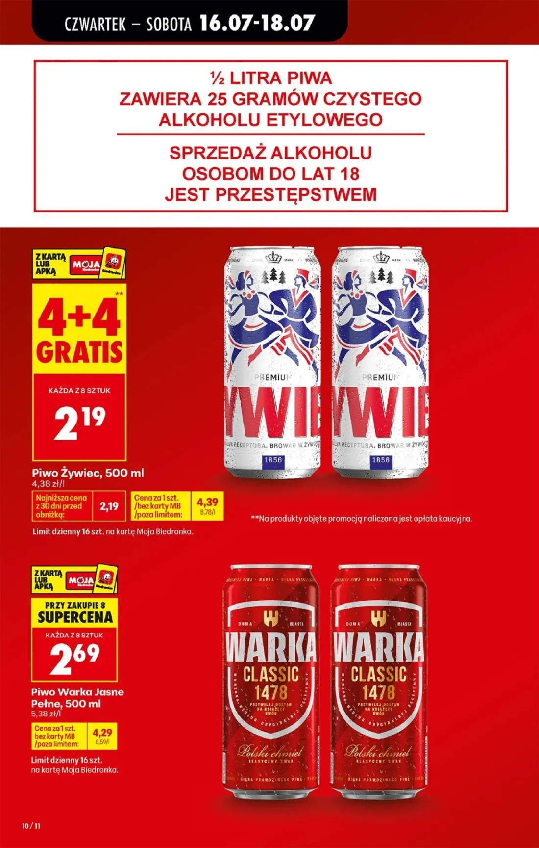 Biedronka gazetka, strona 12 z 77 — Piwo Żywiec, Piwo Warka Jasne Pełne