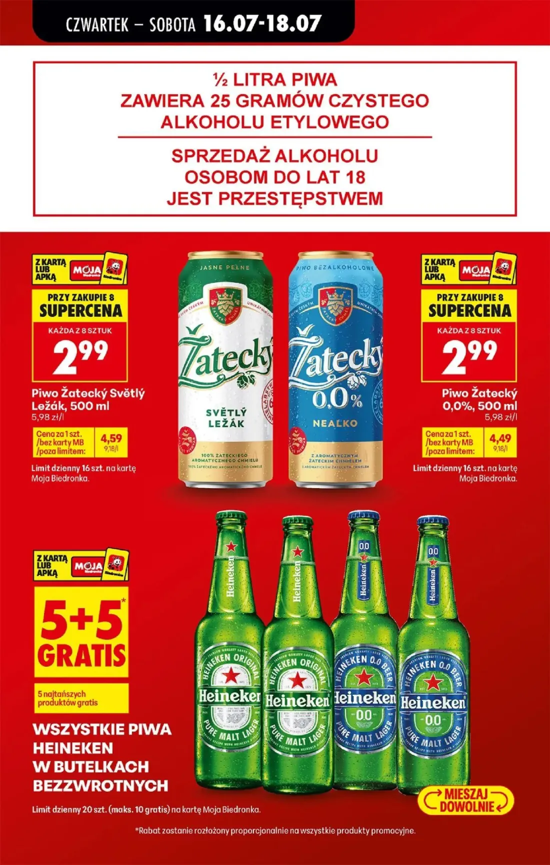 Biedronka gazetka, strona 13 z 77 — Piwo Žatecký Světlý Ležák, Piwo Žatecký 0,0%