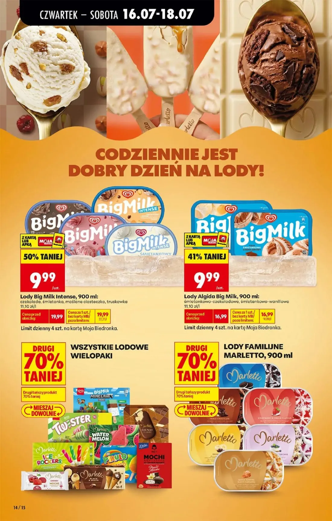 Biedronka gazetka, strona 20 z 77 — Lody Big Milk Intense, Lody Algida Big Milk