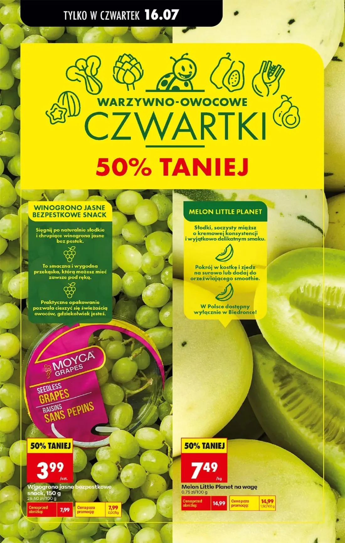 Biedronka gazetka, strona 27 z 77 — Melon Little Planet na wagę, Winogrono jasne bezpestkowe snack