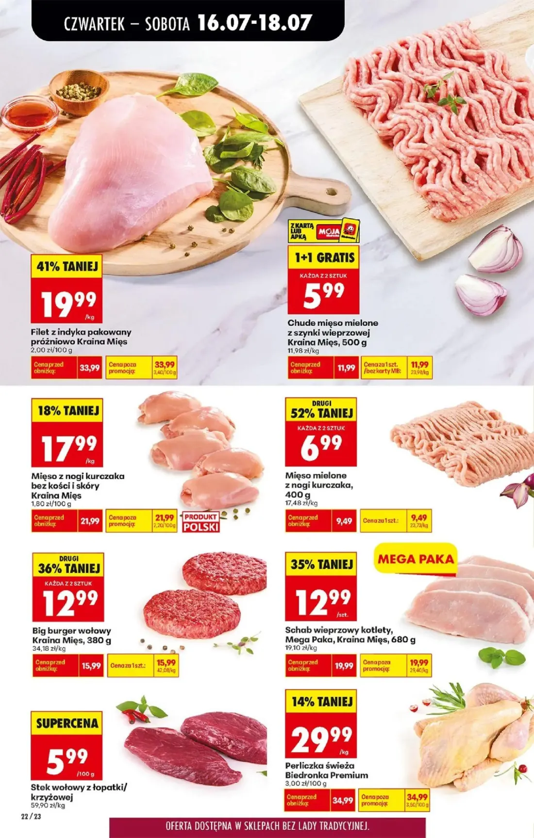 Biedronka gazetka, strona 30 z 77 — Filet z indyka pakowany próżniowo Kraina Mięs, Schab wieprzowy kotlety, Mega Paka, Krain…