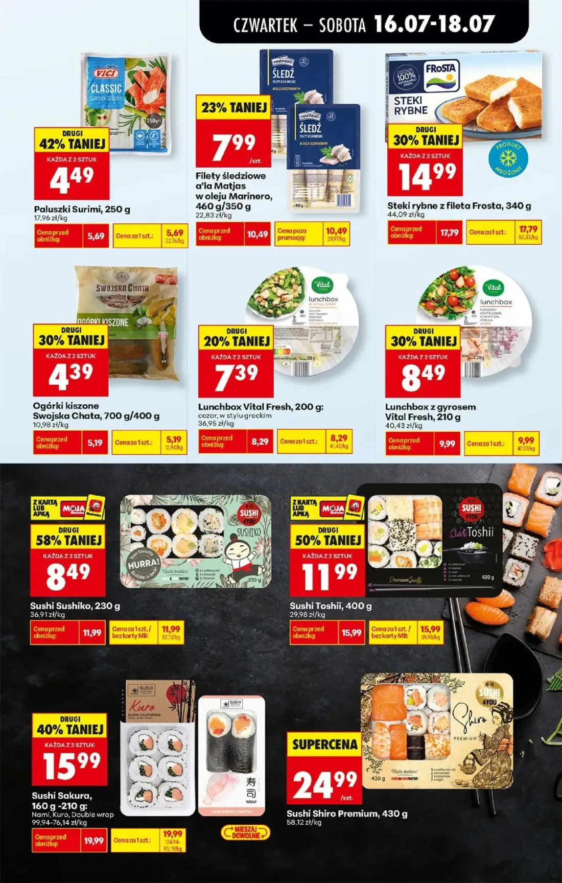 Biedronka gazetka, strona 33 z 77 — Sushi Toshii, Sushi Sakura: Nami, Kuro, Double wrap, Sushi Sushiko