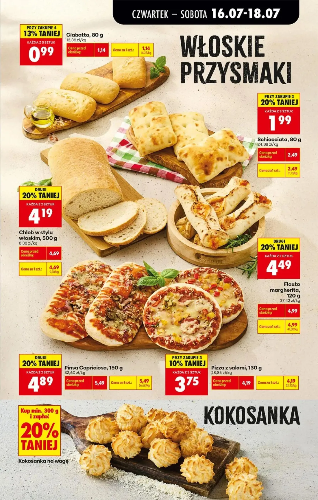 Biedronka gazetka, strona 37 z 77 — Pinsa Capriciosa, Schiacciata, Chleb w stylu włoskim