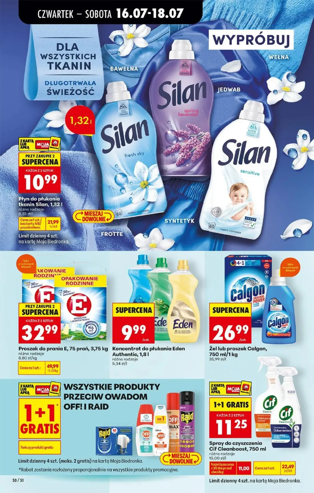 Biedronka gazetka, strona 68 z 77 — Proszek do prania E, Spray do czyszczenia Cif Cleanboost, Płyn do płukania tkanin Silan