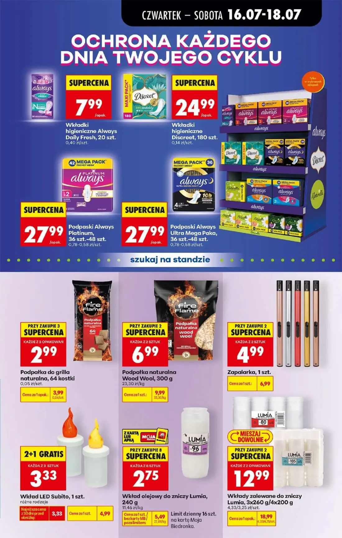 Biedronka gazetka, strona 71 z 77 — Wkładki higieniczne Always Daily Fresh, Wkładki higieniczne Discreet, Podpaski Always Pl…