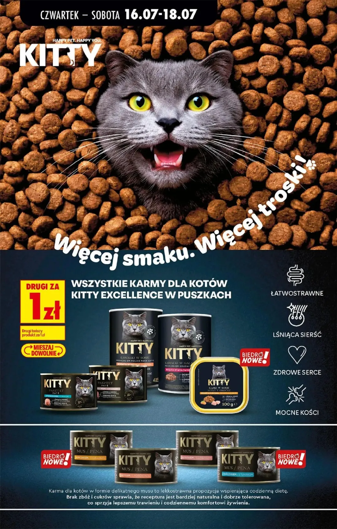 Biedronka gazetka, strona 76 z 77 — WSZYSTKIE KARMY DLA KOTÓW KITTY EXCELLENCE W PUSZKACH