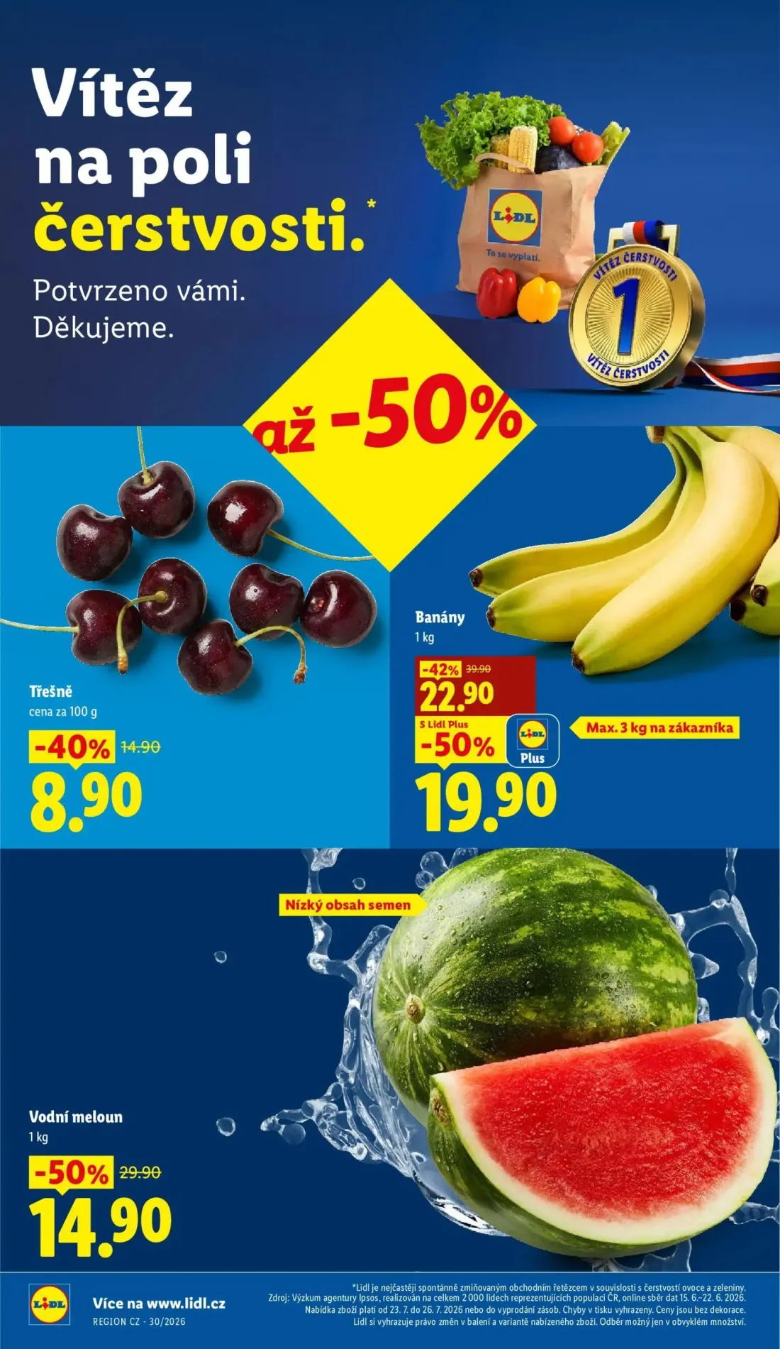 Lidl leták, strana 12 z 53 — Banány, Vodní meloun, Třešně