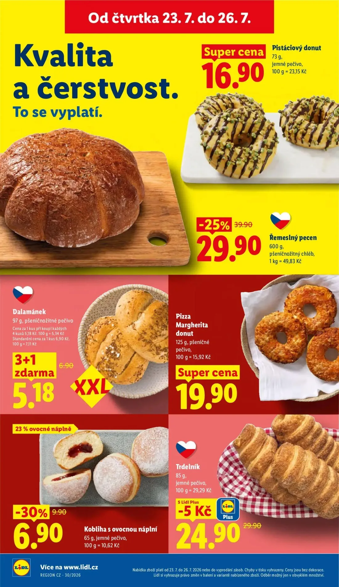 Lidl leták, strana 14 z 53 — Řemeslný pecen, Trdelník, Kobliha s ovocnou náplní