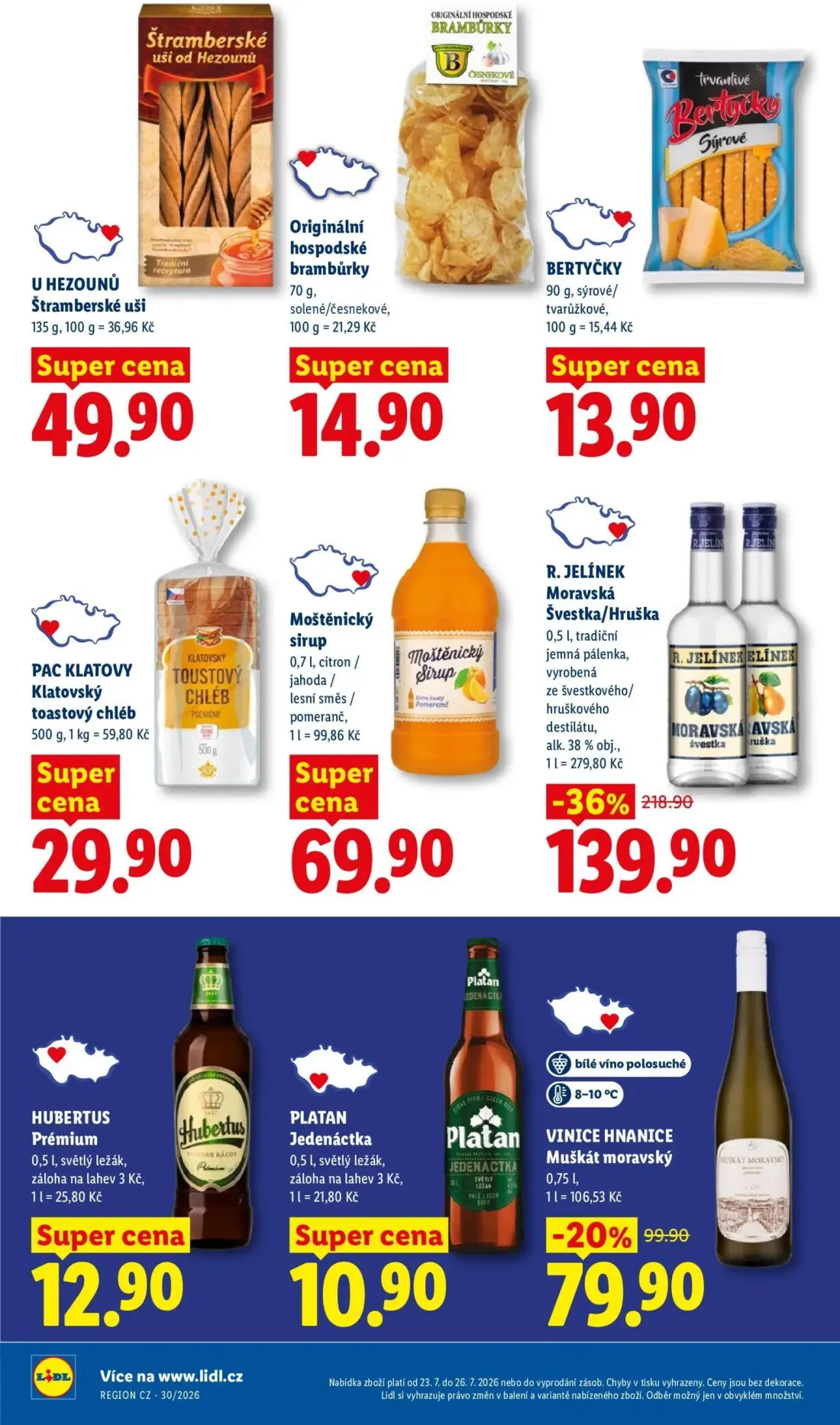 Lidl leták, strana 18 z 53 — Štramberské uši od Hezounů, Originální hospodské brambůrky, BERTYČKY