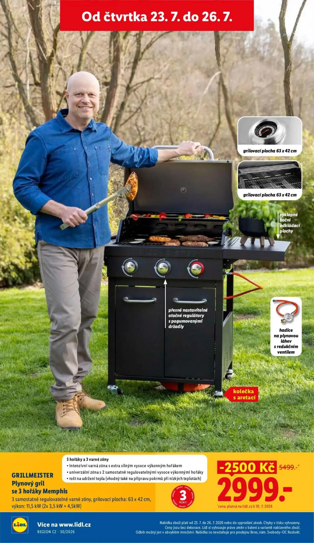 Lidl leták, strana 21 z 53 — GRILLMEISTER Plynový gril se 3 hořáky Memphis