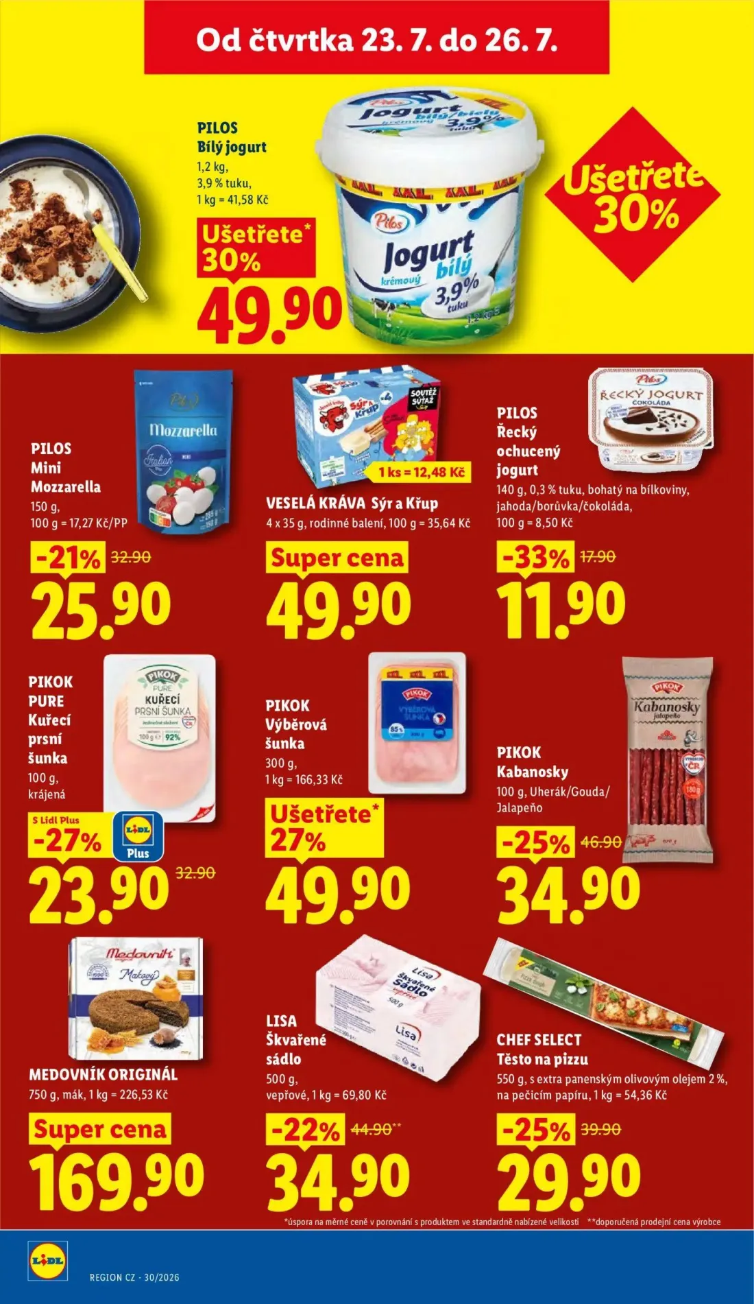 Lidl leták, strana 22 z 53 — Kabanosky, Škvařené sádlo, Těsto na pizzu