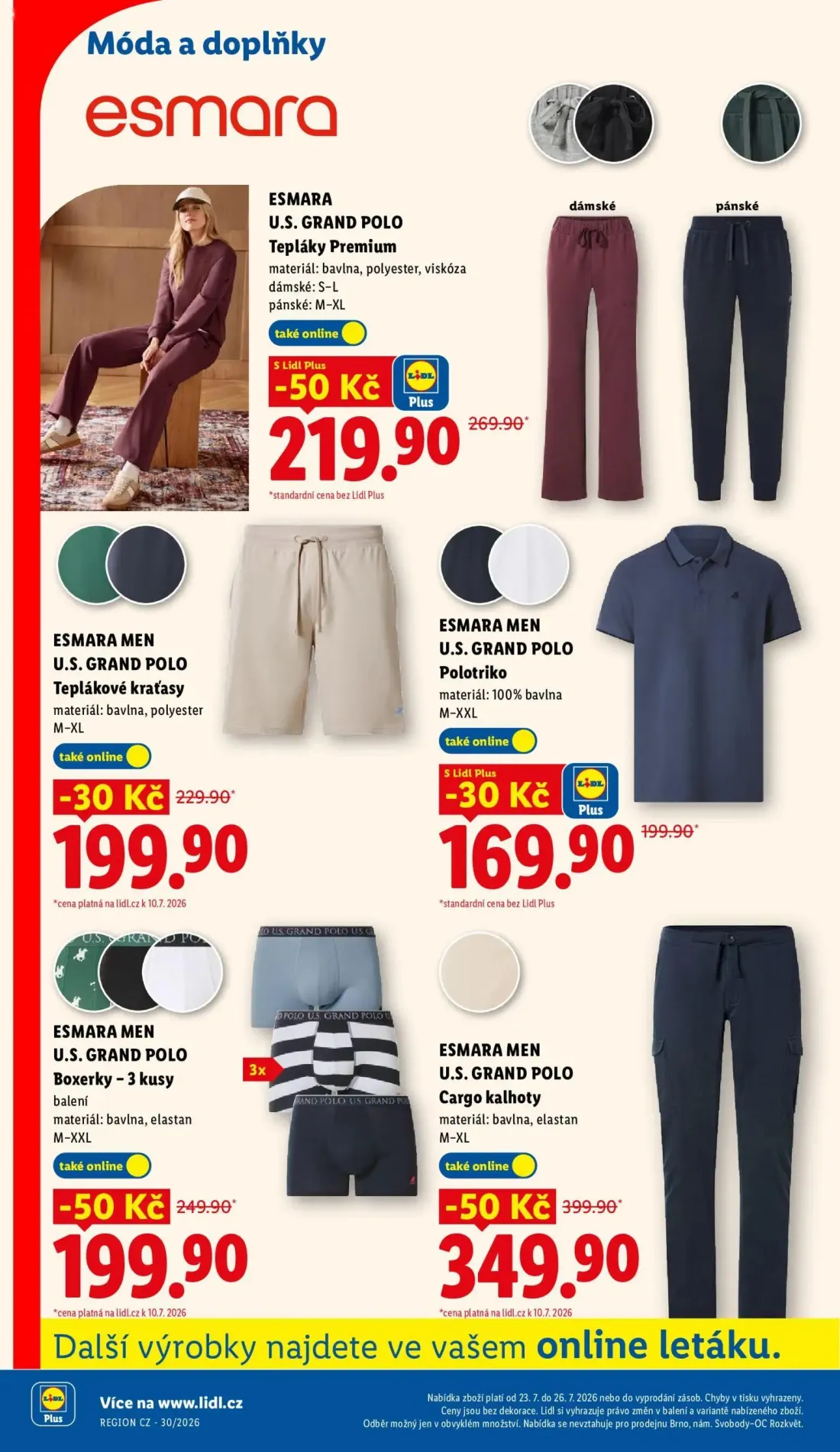 Lidl leták, strana 34 z 53 — U.S. GRAND POLO Tepláky Premium, U.S. GRAND POLO Boxerky, U.S. GRAND POLO Cargo kalhoty