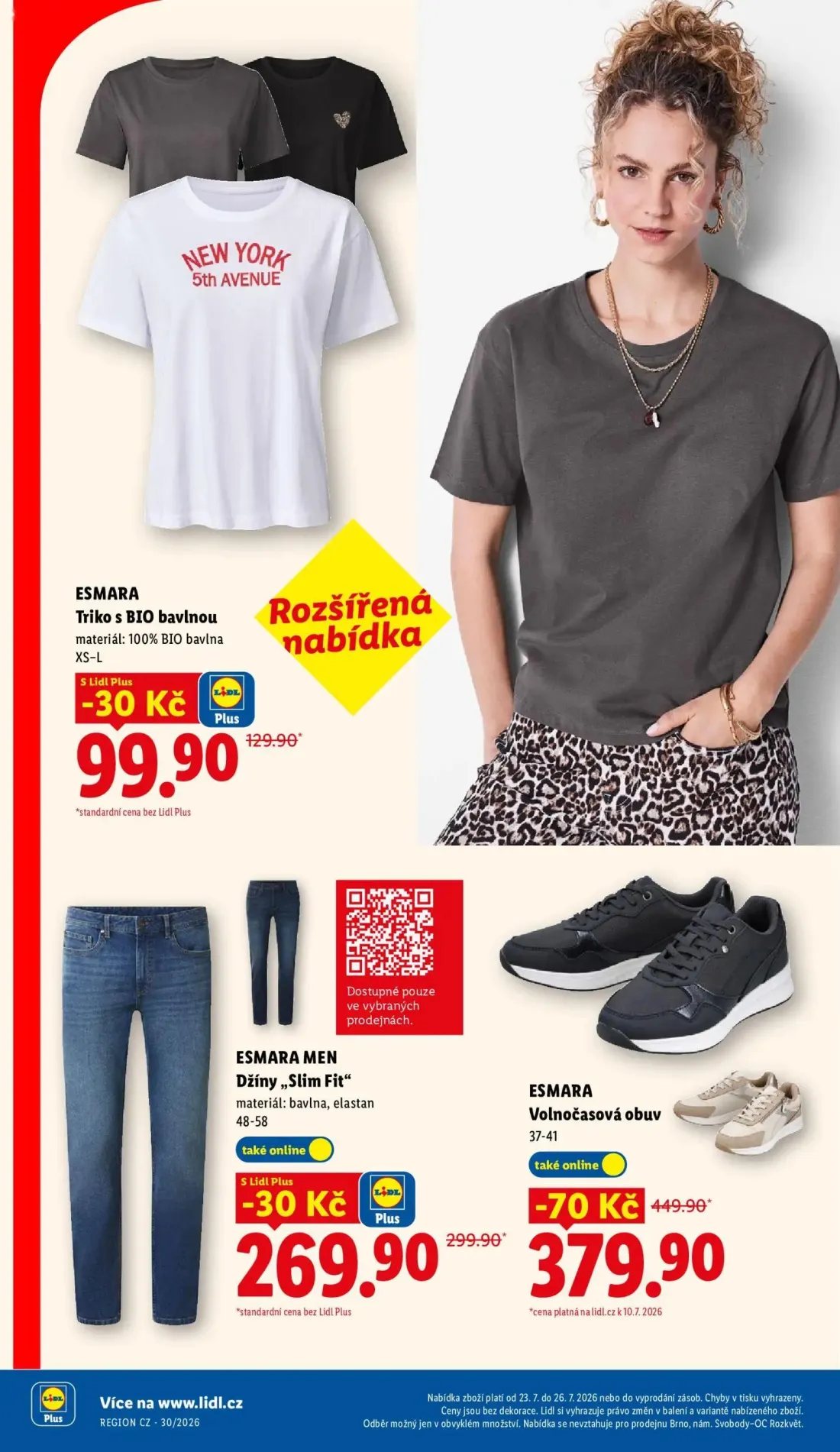 Lidl leták, strana 36 z 53 — Volnočasová obuv, Triko s BIO bavlnou, Džíny „Slim Fit"