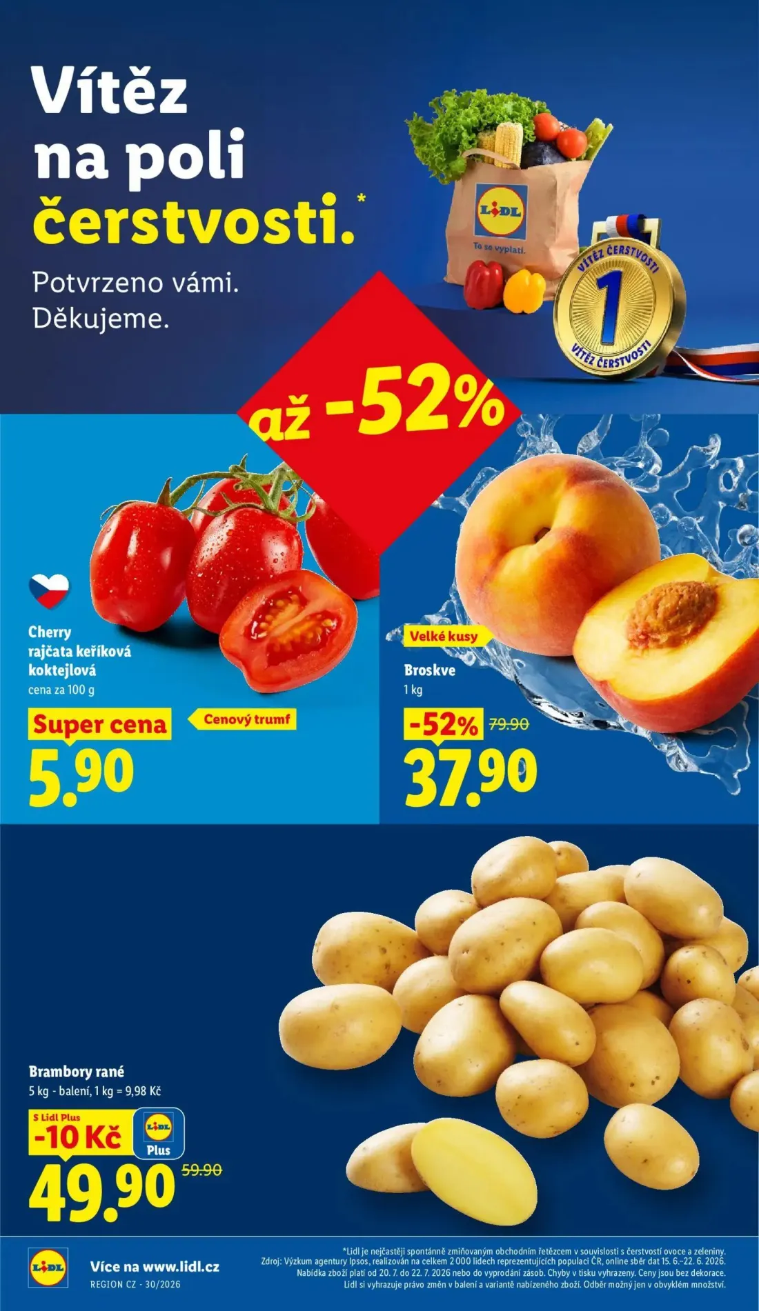 Lidl leták, strana 12 z 50 — Broskve, Brambory rané, Cherry rajčata keříková koktejlová