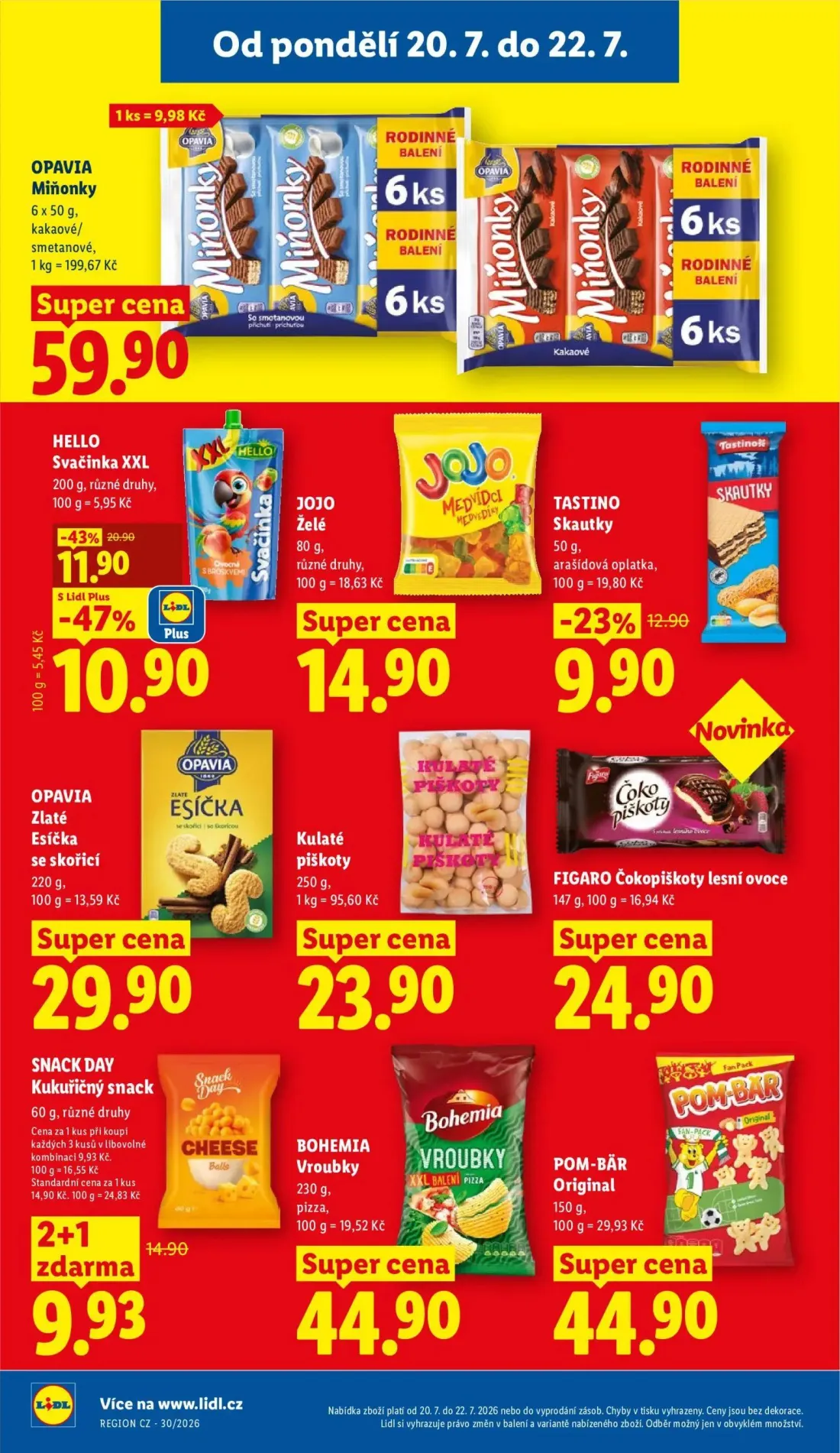 Lidl leták, strana 18 z 50 — HELLO Svačinka XXL, TASTINO Skautky, OPAVIA Miňonky