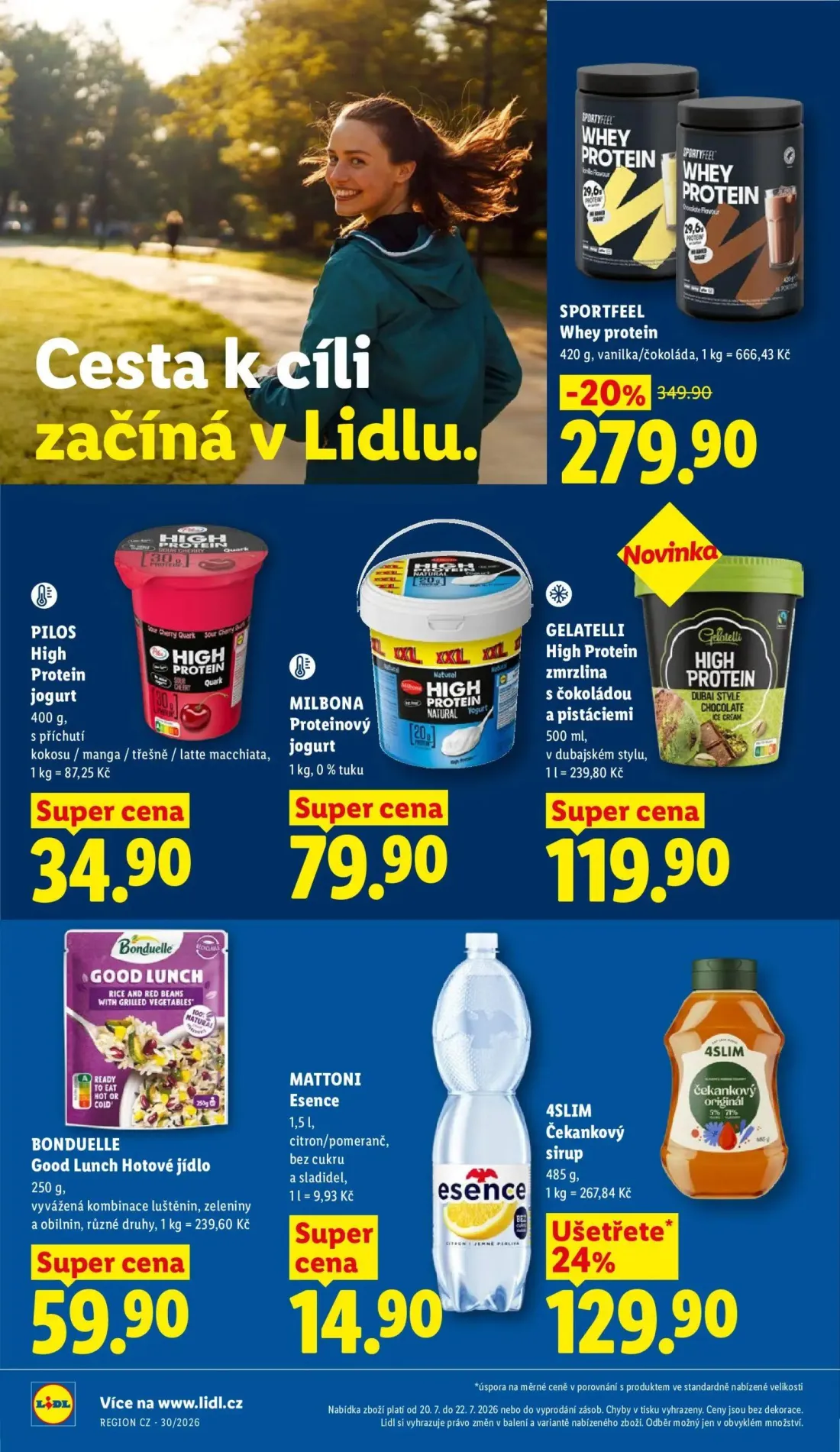 Lidl leták, strana 26 z 50 — SPORTFEEL Whey protein, PILOS High Protein jogurt, MILBONA Proteinový jogurt