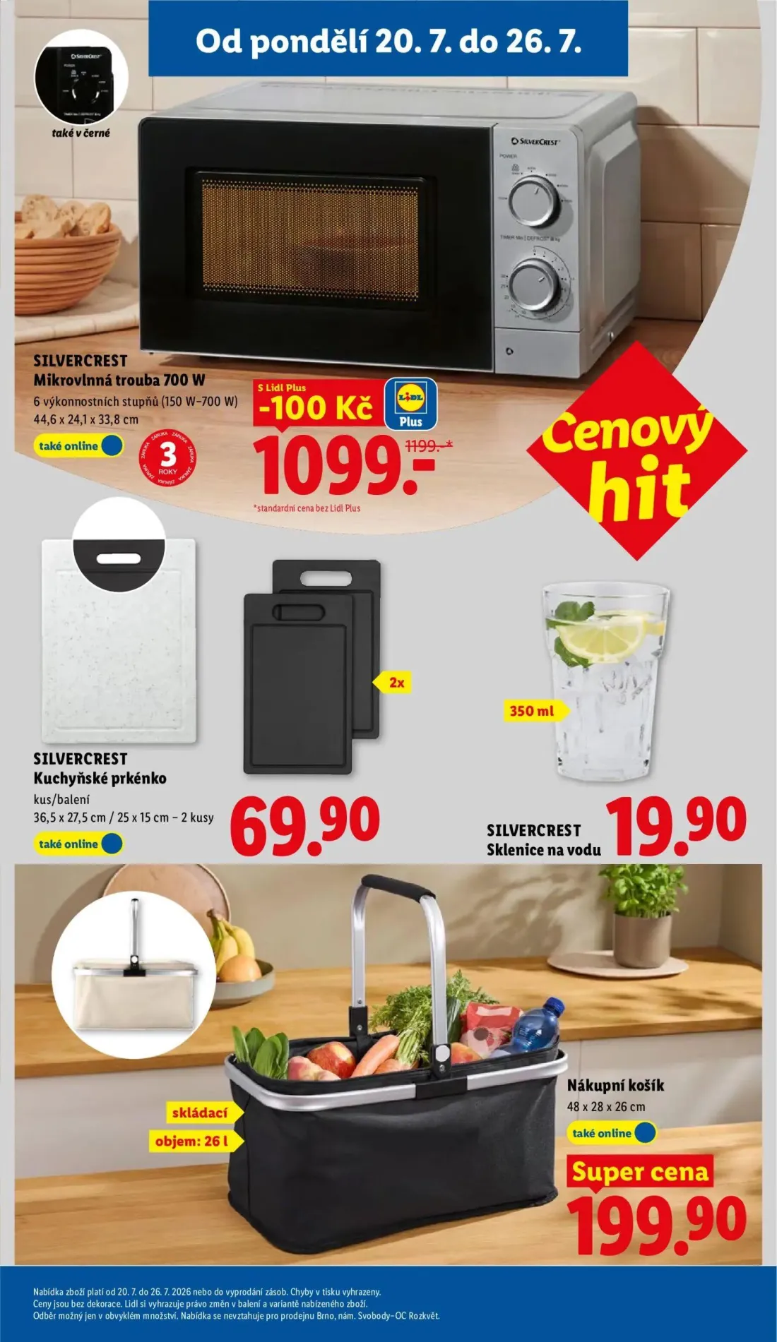 Lidl leták, strana 39 z 50 — Mikrovlnná trouba 700 W, Kuchyňské prkénko, Sklenice na vodu