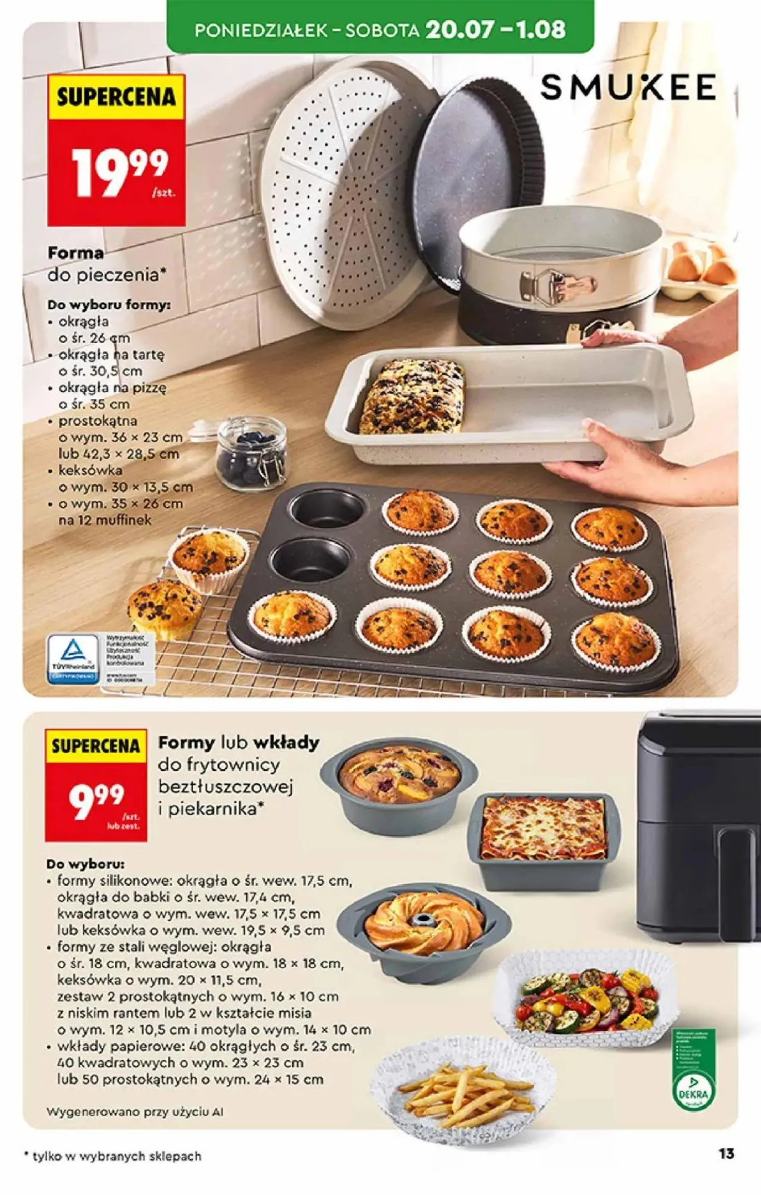 Biedronka gazetka, strona 13 z 44 — Forma do pieczenia, Formy lub wkłady do frytownicy beztłuszczowej i piekarnika