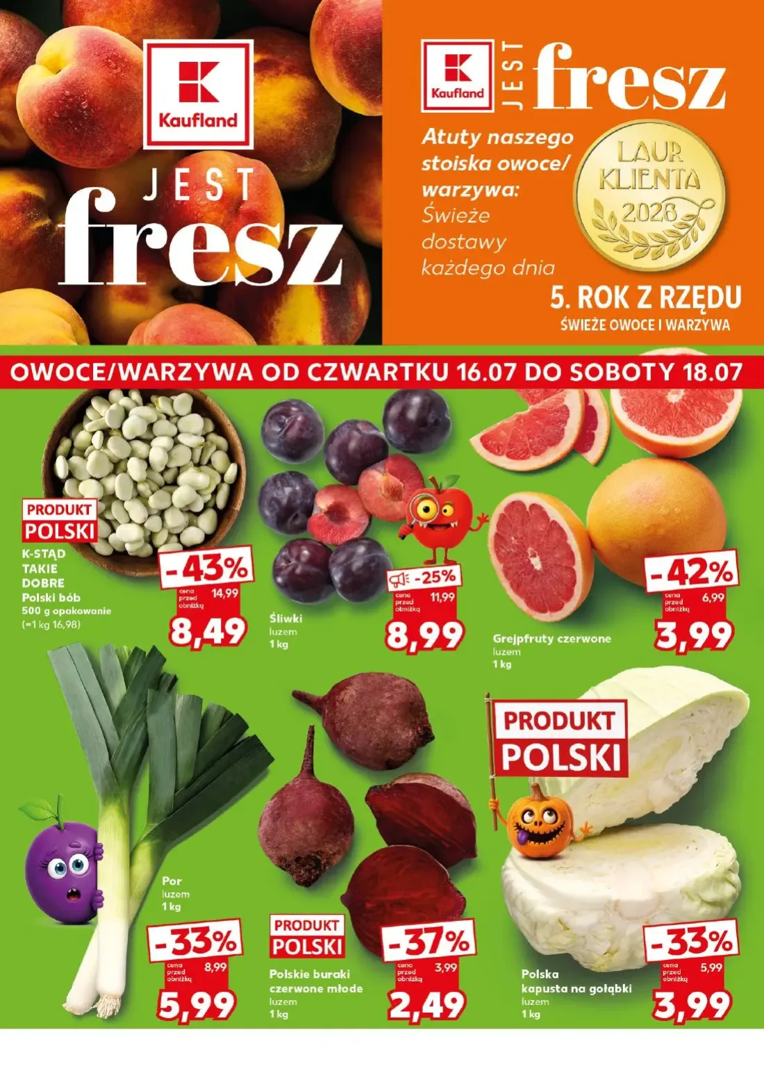 Kaufland gazetka, strona 6 z 30 — Polski bób, Śliwki, Grejpfruty czerwone