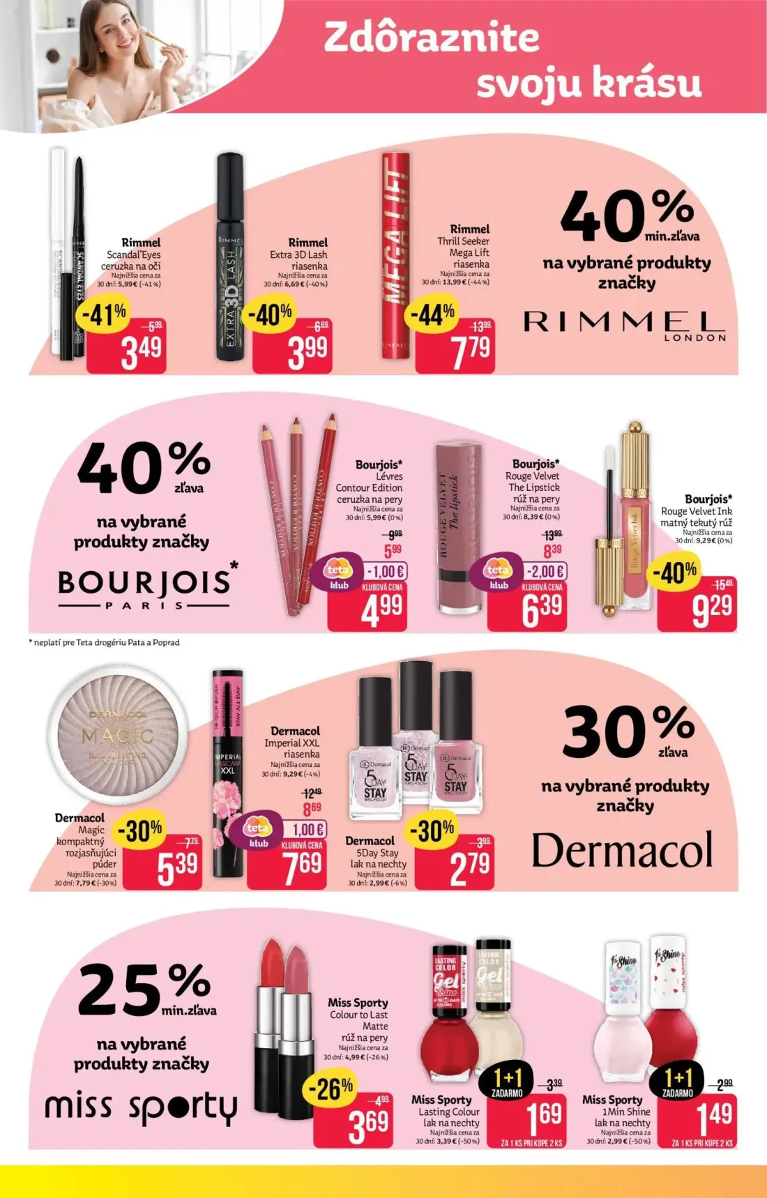 Teta Drogerie leták, strana 4 z 16 — Rimmel Thrill Seeker Mega Lift riasenka, Bourjois Rouge Velvet Ink matný tekutý rúž, Ri…