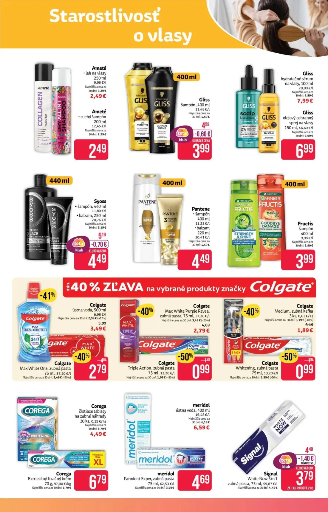 Teta Drogerie leták, strana 9 z 16 — Colgate ústna voda, Colgate Max White Purple Reveal zubná pasta, Colgate Medium, zubná …